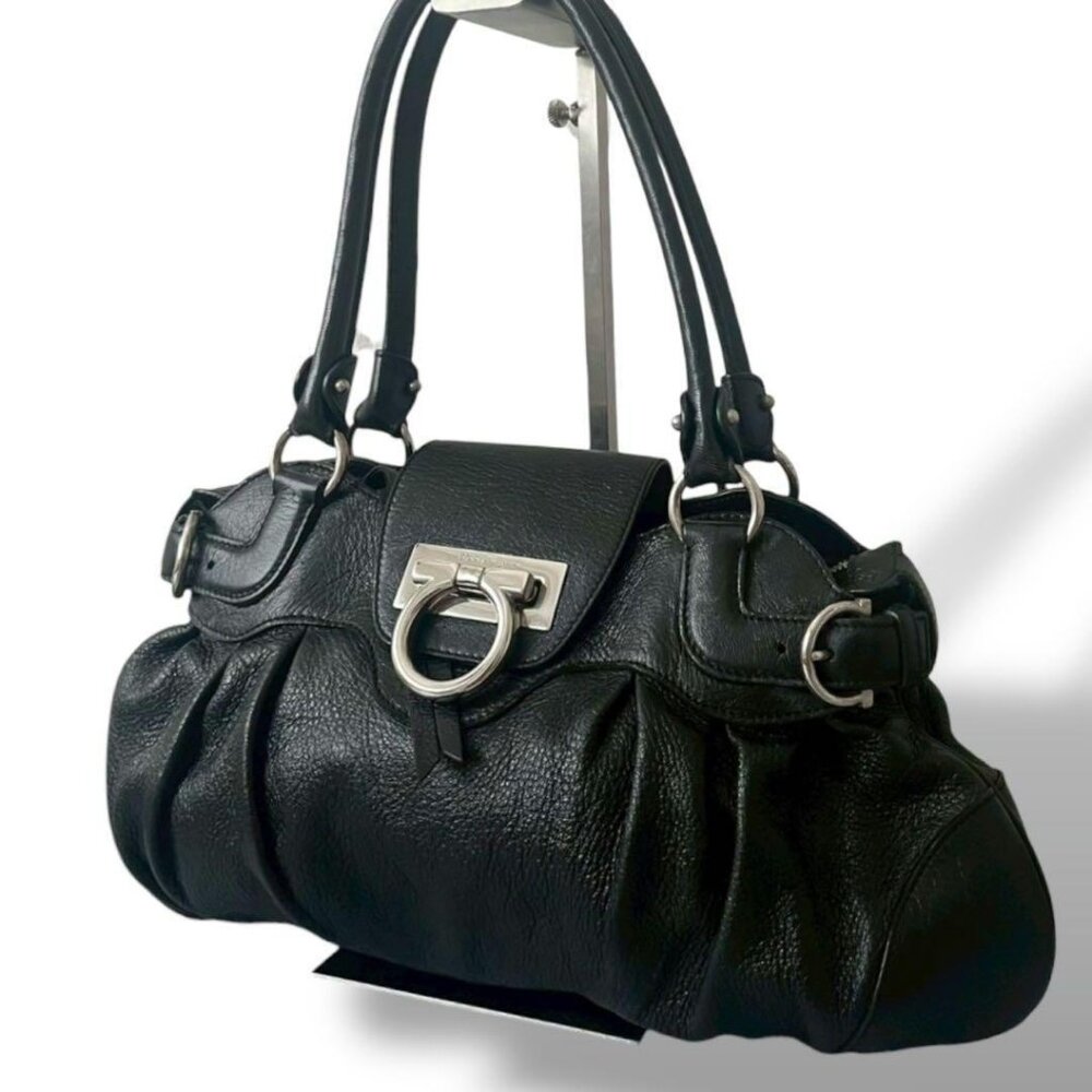Salvatore Ferragamo black leather handbag